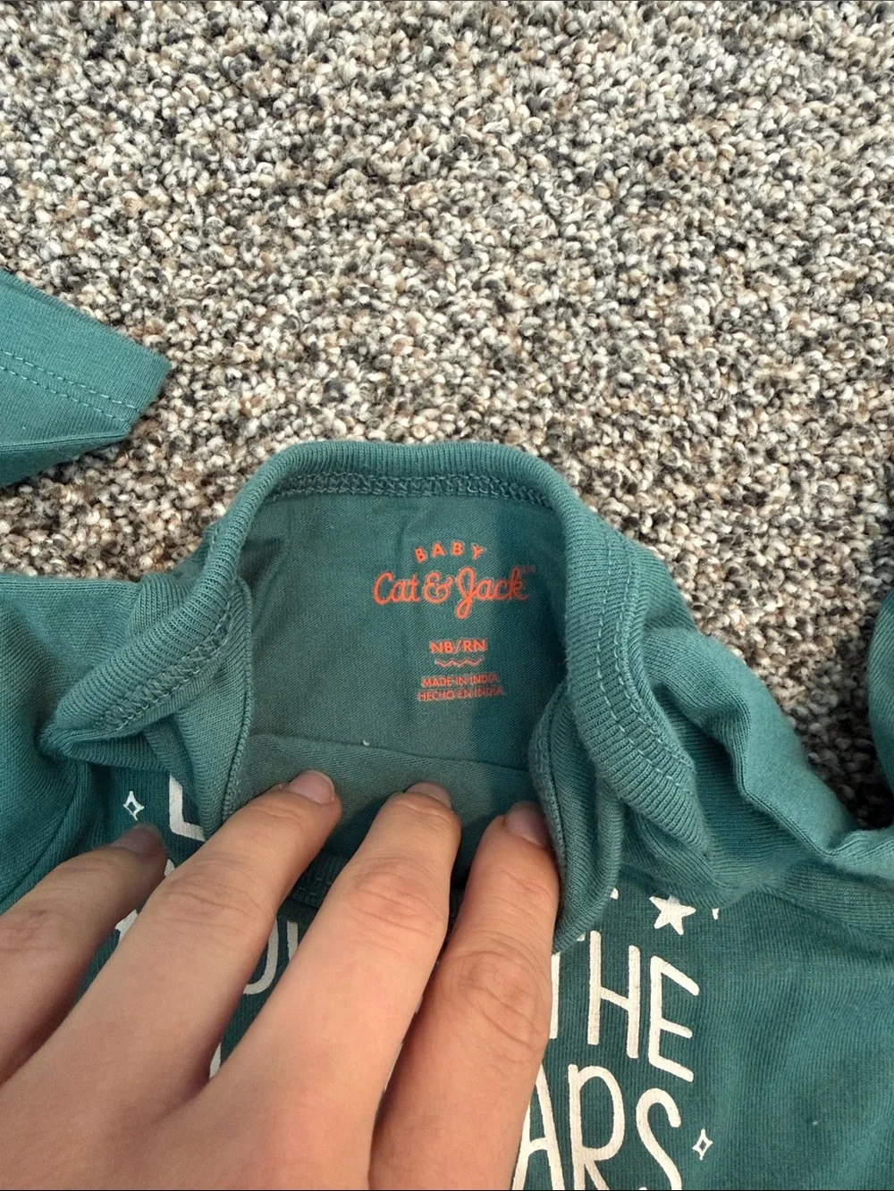 Green Baby One-Piece Romper with 'Love You More Than All The Stars'